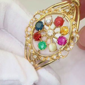 Vintage Multi-Gemstone Bracelet with Diamonds 18K Yellow Gold