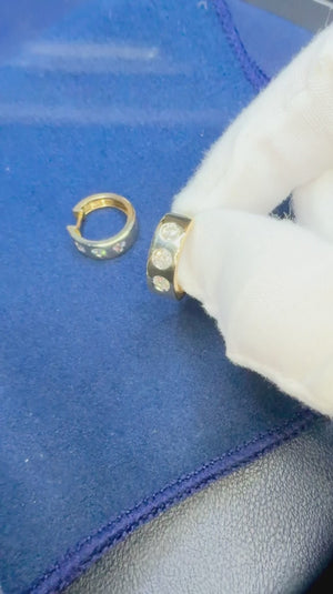 0.88ctw Bezel Set Round Diamond Huggie Hoop Earrings 14K Gold