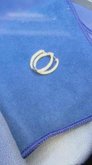 Pave Diamond In & Out Oval Hoop Earrings 14K White Gold 1.82ctw