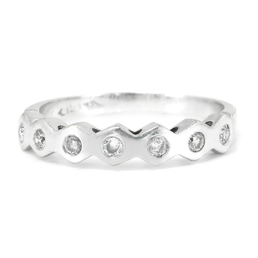 Once Upon A Diamond Band Bezel Set Round Diamond Anniversary Band Stackable 14K