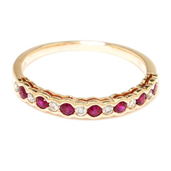 Supreme Ruby & Diamond Wedding Band Stackable Rose Gold - Image 3