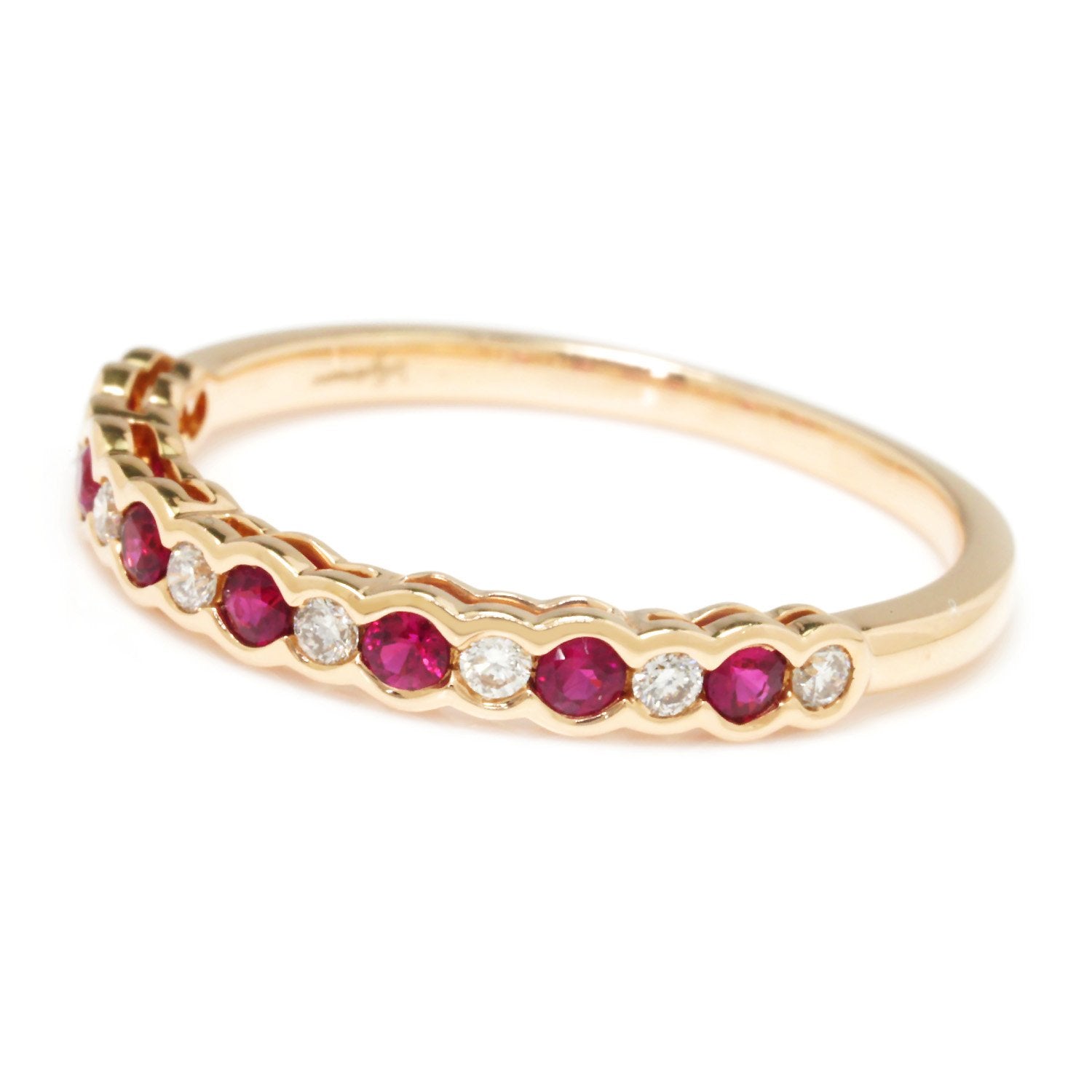 Supreme Ruby & Diamond Wedding Band Stackable Rose Gold