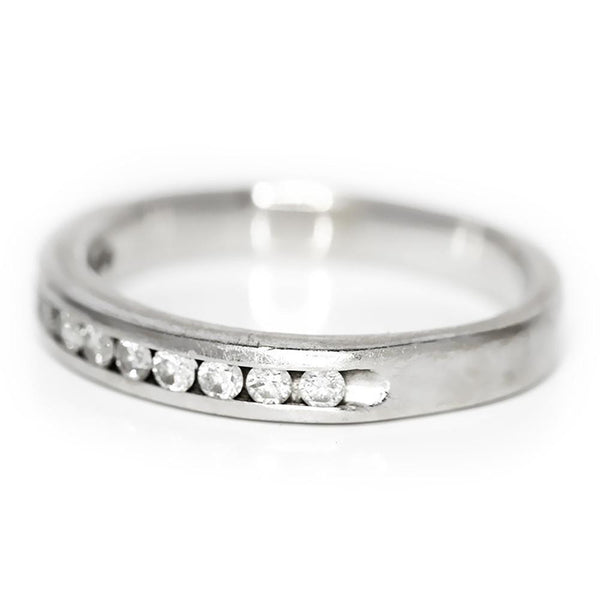 Round Diamond Channel Set Wedding Band White Gold - Image 3