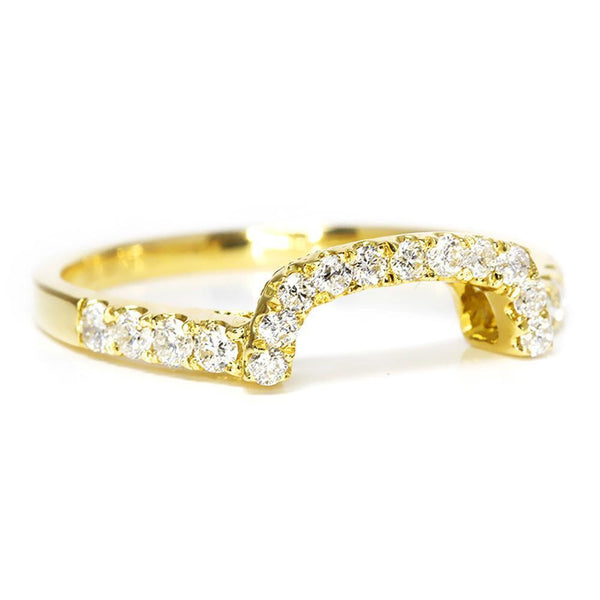 Round Diamond Curved Filigree Wedding Band 18K .37ctw - Image 2