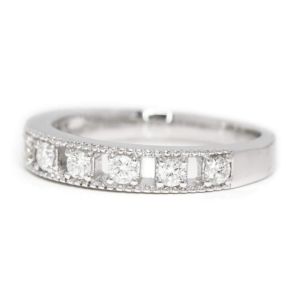 Once Upon A Diamond Band Round Diamond Milgrain Wedding Band 14K .40ctw