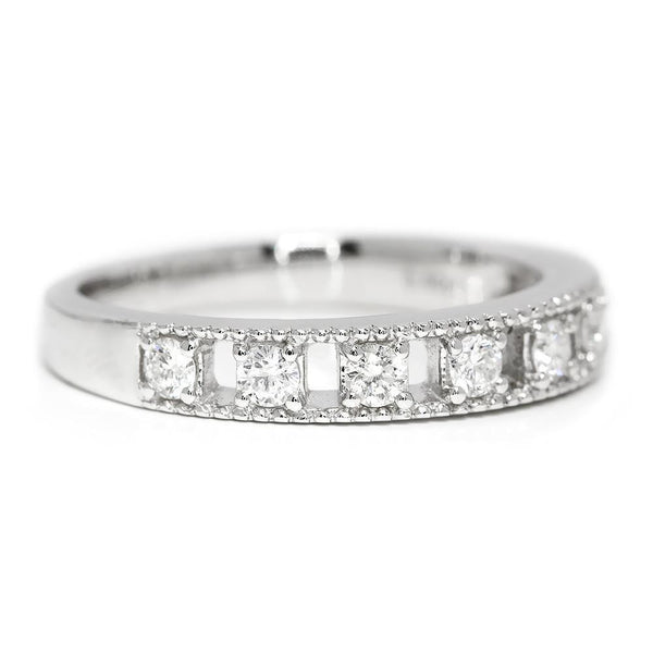 Round Diamond Milgrain Wedding Band 14K .40ctw - Image 3