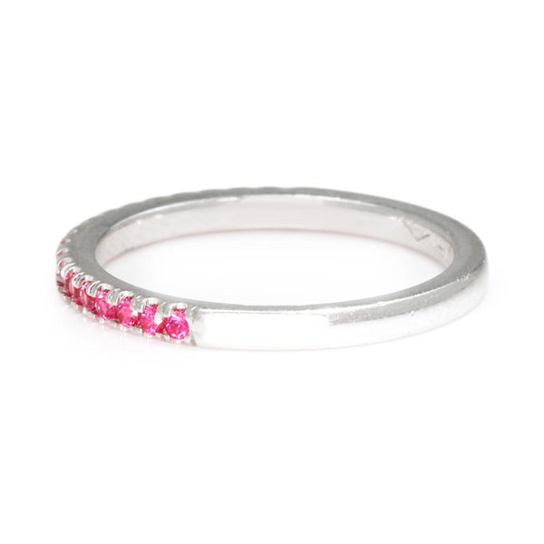 Round Ruby Stackable Wedding Band 14K White Gold .19ctw - Image 2