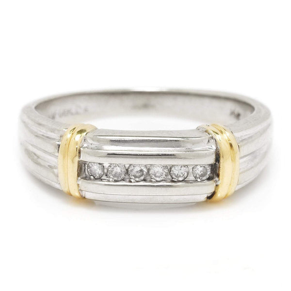 Round Diamond Men's Wedding Band 14K Two-Tone Gold 0.20ctw - Image 2