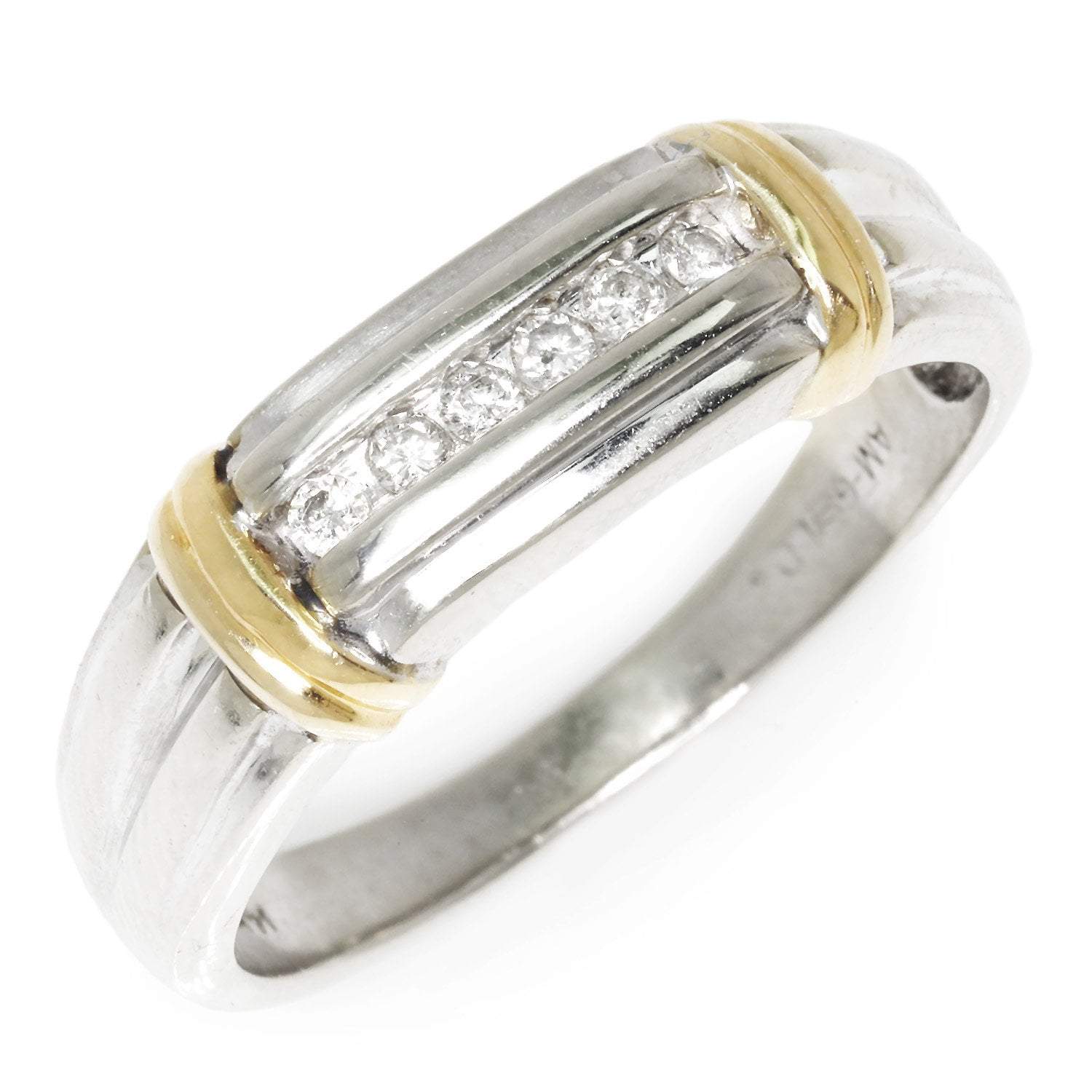 Natural Diamond Cocktail Band 0.90ct 2 Row Ring Round Cut Stacking Yellow Gold 9.25