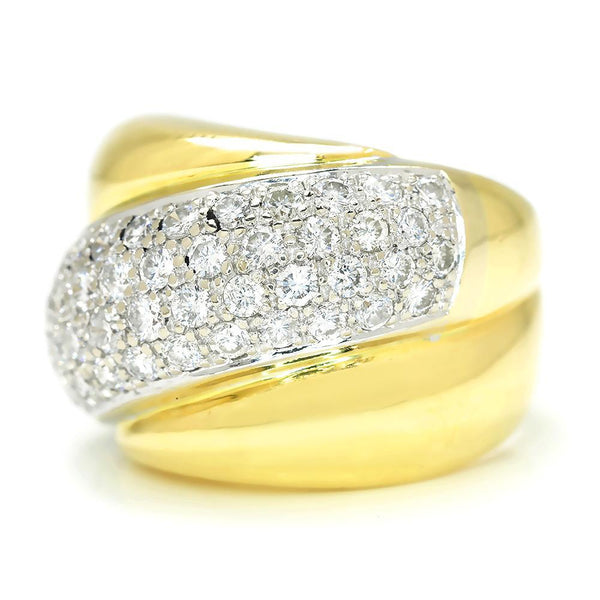 Vintage Diamond Shrimp Ring 18K Two Tone Gold 3.00ctw - Image 2