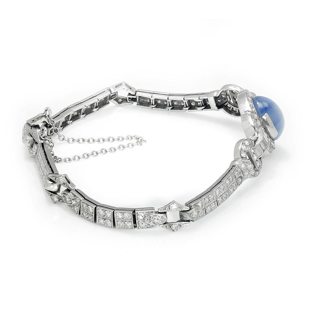 Once Upon A Diamond Bracelet Platinum Certified Art Deco Star Sapphire Bracelet with Diamonds Platinum