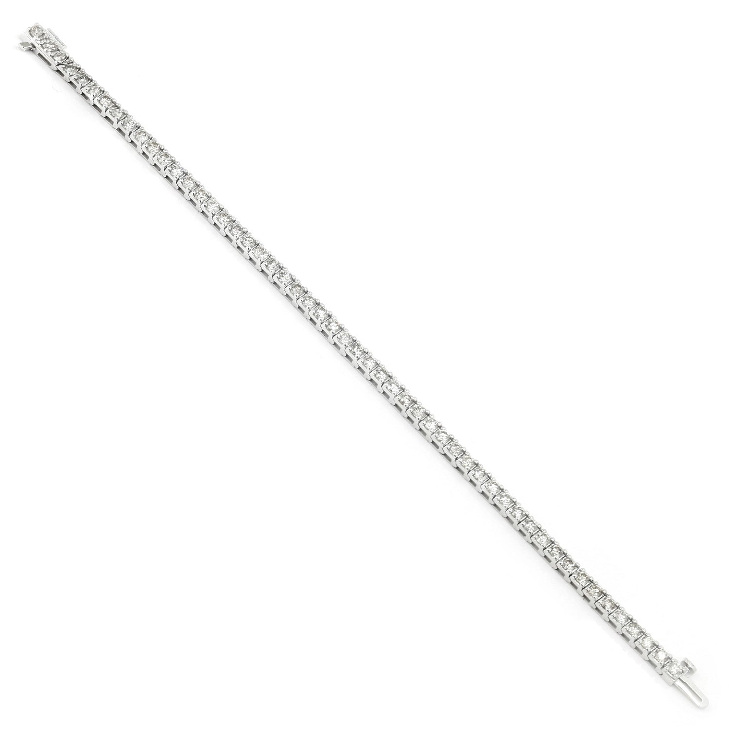 Once Upon A Diamond Bracelet White Gold 4CT Round Diamond Line Tennis Bracelet 14K White Gold