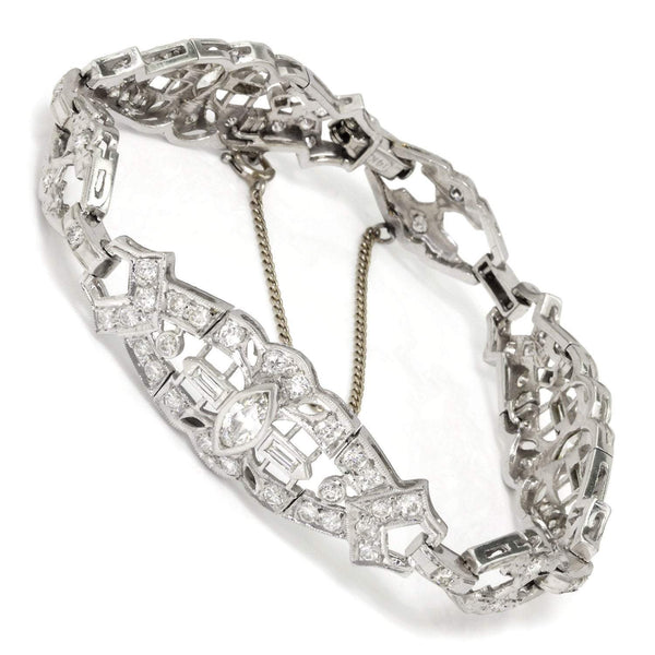 Once Upon A Diamond Bracelet White Gold Vintage Marquise Diamond Bracelet with Diamond Accents 2.30ctw