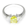 Once Upon A Diamond Bracelet White & Yellow Gold Fancy Yellow Princess Diamond 3-Stone Engagement Ring 1.77ctw