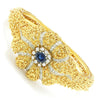 Once Upon A Diamond Bracelet White & Yellow Gold Vintage Certified NO HEAT Sapphire & Diamond Bangle