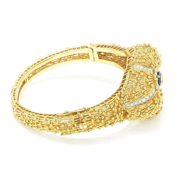 Vintage Certified NO HEAT Sapphire & Diamond Bangle - Image 2