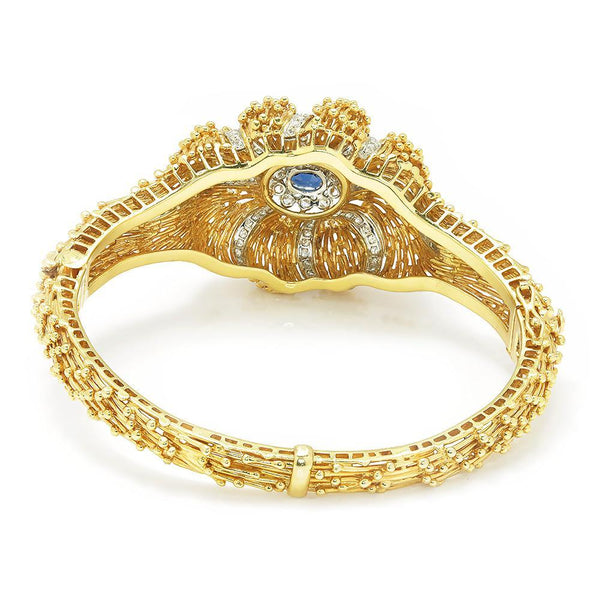 Vintage Certified NO HEAT Sapphire & Diamond Bangle - Image 3