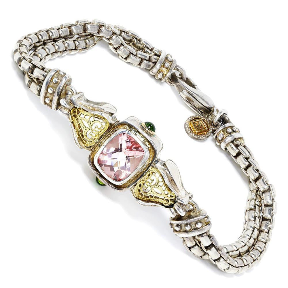 14K Rose Gold Blue Topaz Diamond Bujukan Bangle | Joseph's Jewelry