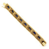 Once Upon A Diamond Bracelet Yellow Gold Vintage Lapis Lazuli Filigree Link Bracelet 14K Yellow Gold
