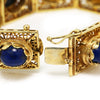 Once Upon A Diamond Bracelet Yellow Gold Vintage Lapis Lazuli Filigree Link Bracelet 14K Yellow Gold