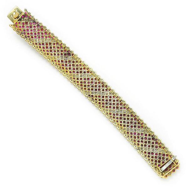 Vintage Ruby Bracelet with Diamonds 18K Yellow Gold 33.00ctw - Image 3