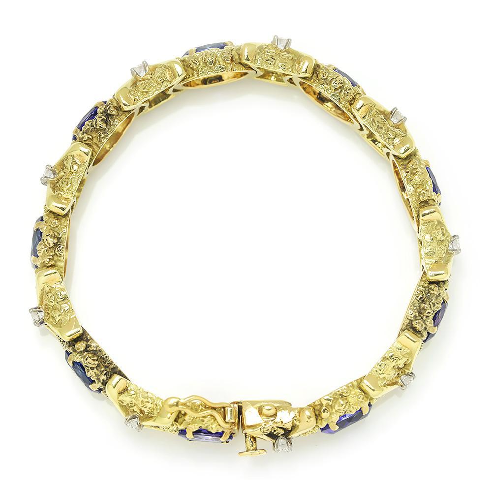 Once Upon A Diamond Bracelet Yellow Gold Vintage Tanzanite Bracelet with Diamonds 18K Yellow Gold 12.15ctw
