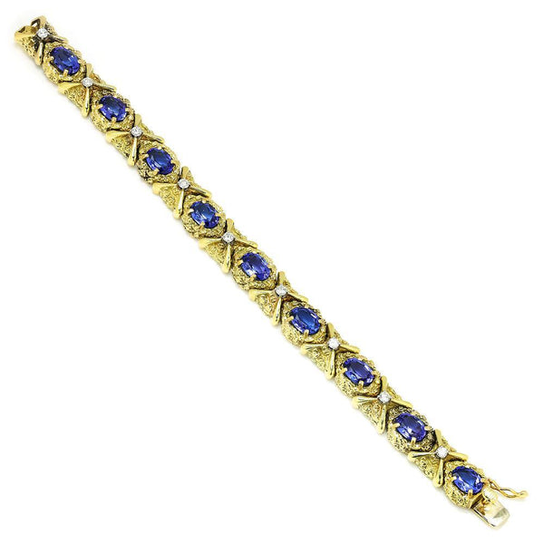 Vintage Tanzanite Bracelet with Diamonds 18K Yellow Gold 12.15ctw - Image 3