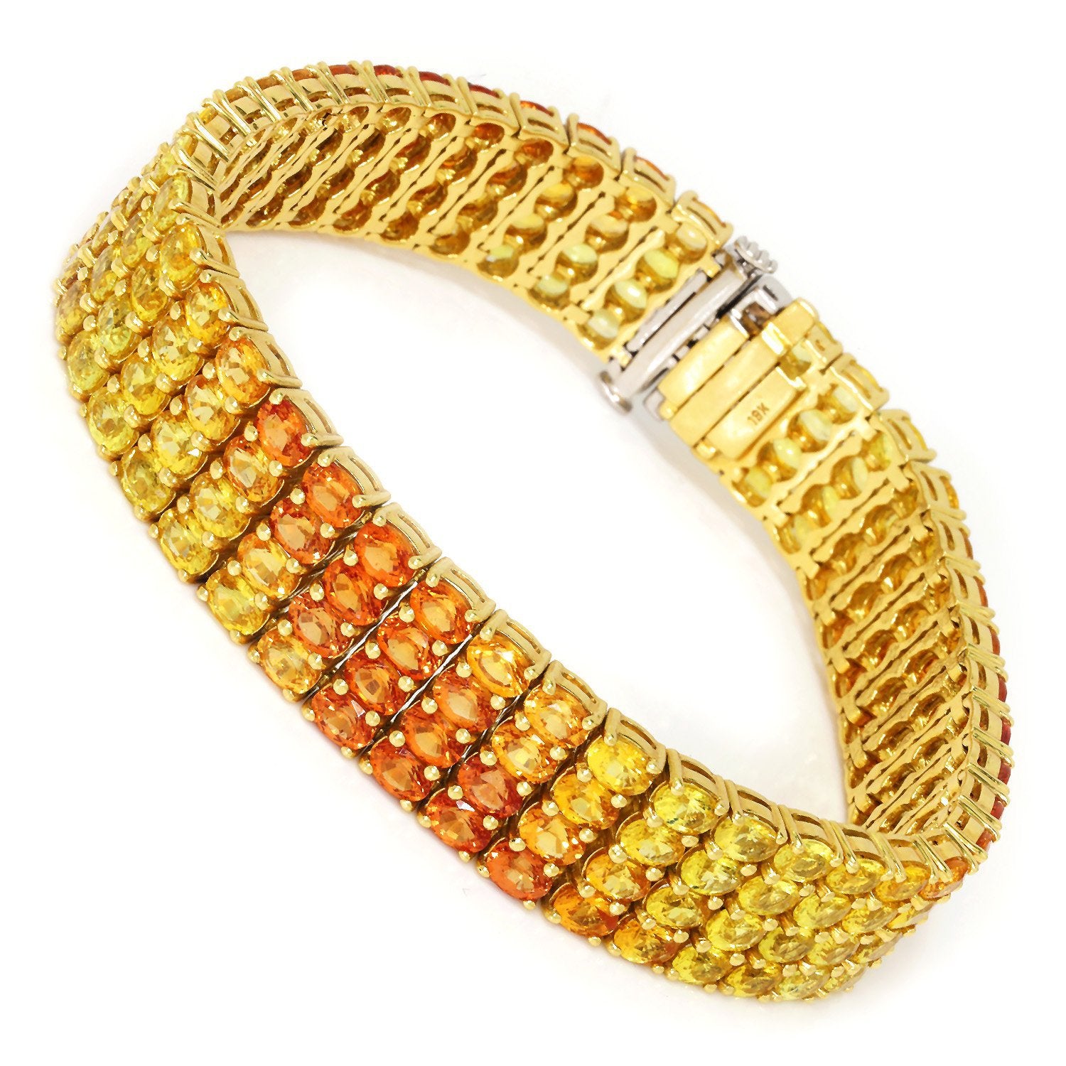 Once Upon A Diamond Bracelet Yellow & White Gold Yellow to Orange Sapphire Fade Bracelet 18K Yellow Gold 25.33ctw