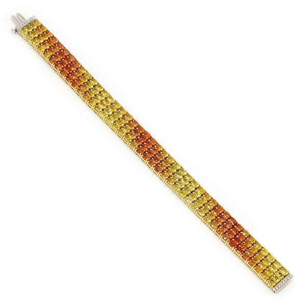 Yellow to Orange Sapphire Fade Bracelet 18K Yellow Gold 25.33ctw - Image 3