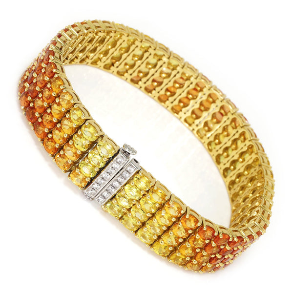 Yellow to Orange Sapphire Fade Bracelet 18K Yellow Gold 25.33ctw - Image 2