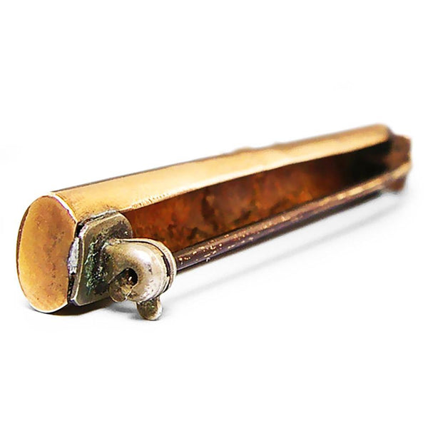 Antique Green Jade Bar Pin Brooch with Seed Pearls in Rose Gold - Image 3