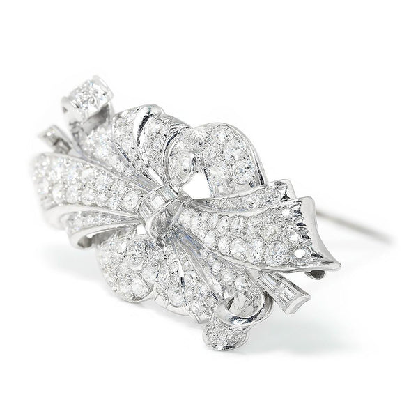 Vintage Art Deco Diamond Brooch Pin in Platinum 5.00ctw - Image 2