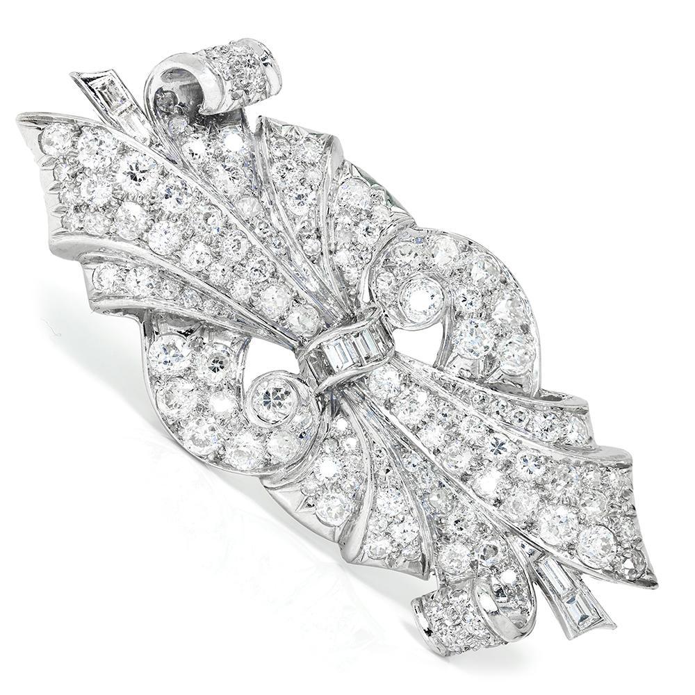 Once Upon A Diamond Brooch Vintage Art Deco Diamond Brooch Pin in Platinum 5.00ctw