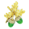 Once Upon A Diamond Brooch White & Yellow Gold with Green Enamel Vintage Diamond Acorn with Leaves Brooch 18K & Enamel