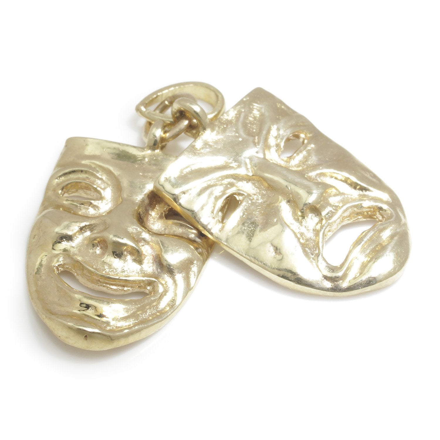 Once Upon A Diamond Brooch Yellow Gold Comedy & Tragedy Masks Pendant 14K Yellow Gold