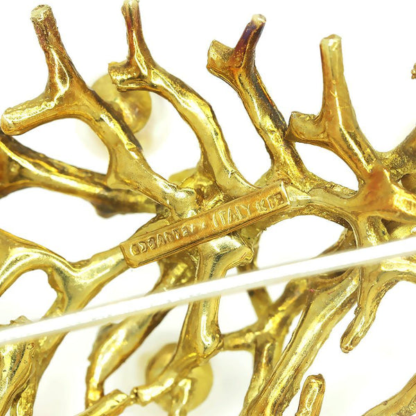 Vintage South Sea Pearl Twig Brooch Pin 18K Yellow Gold - Image 3