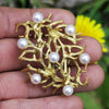 Once Upon A Diamond Brooch Yellow Gold Vintage South Sea Pearl Twig Brooch Pin 18K Yellow Gold