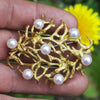 Once Upon A Diamond Brooch Yellow Gold Vintage South Sea Pearl Twig Brooch Pin 18K Yellow Gold