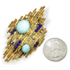 Once Upon A Diamond Brooch Yellow Gold Vintage Turquoise & Lapis Brooch with Diamonds 14K Yellow Gold