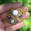 Once Upon A Diamond Brooch Yellow Gold Vintage Turquoise & Lapis Brooch with Diamonds 14K Yellow Gold