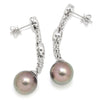 Once Upon A Diamond Earrings White Gold Tahitian Pearl Drop Dangle Earrings with Diamonds 18K 1.50ctw