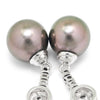 Once Upon A Diamond Earrings White Gold Tahitian Pearl Drop Dangle Earrings with Diamonds 18K 1.50ctw