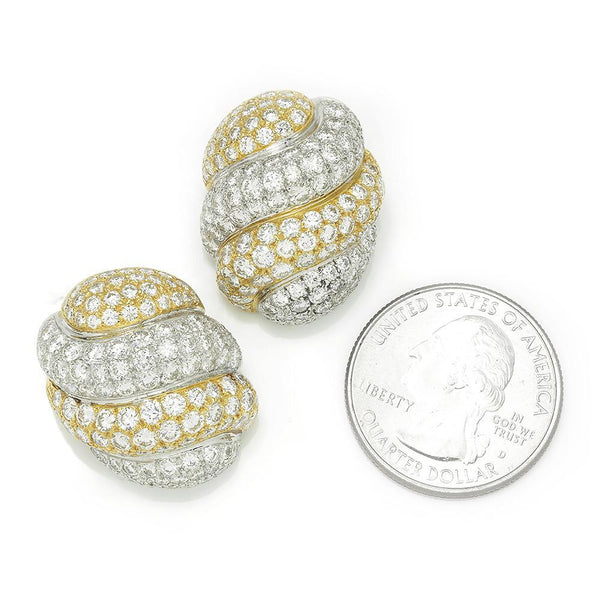 Vintage Diamond Cluster Shrimp Earrings 18K Two Tone Gold 7.00ctw - Image 3