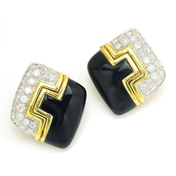 Art Deco Inspired Diamond Earrings 18K Two Tone Gold 1.75ctw - Image 2