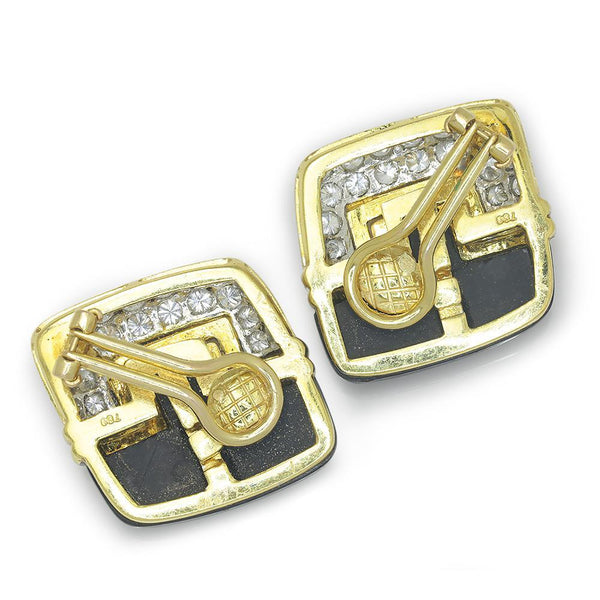 Art Deco Inspired Diamond Earrings 18K Two Tone Gold 1.75ctw - Image 3