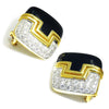 Once Upon A Diamond Earrings White & Yellow Gold Vintage Diamond & Onyx Earrings 18K Two Tone Gold 1.75ctw