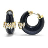 Once Upon A Diamond Earrings Yellow Gold Vintage Diamond & Onyx Hoop Earrings 18K Gold 2.50ctw