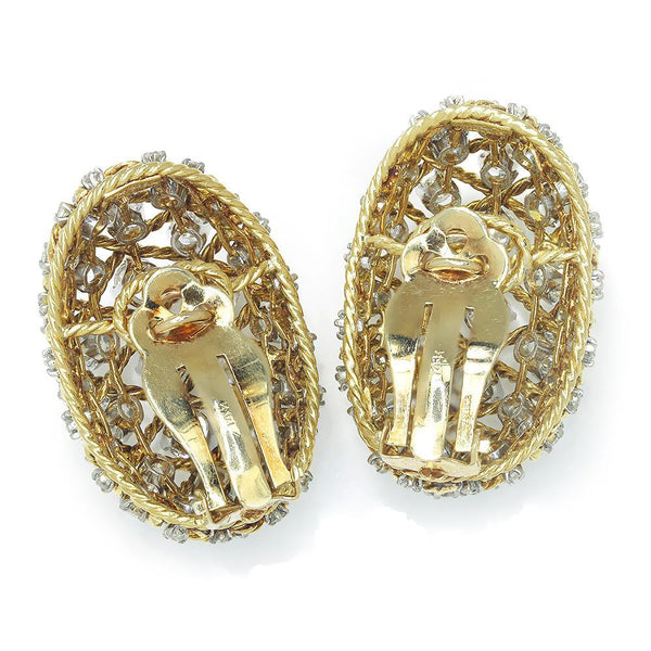 Vintage Diamond Rope Ear Clips 18K Platinum 14K 6.00ctw - Image 2