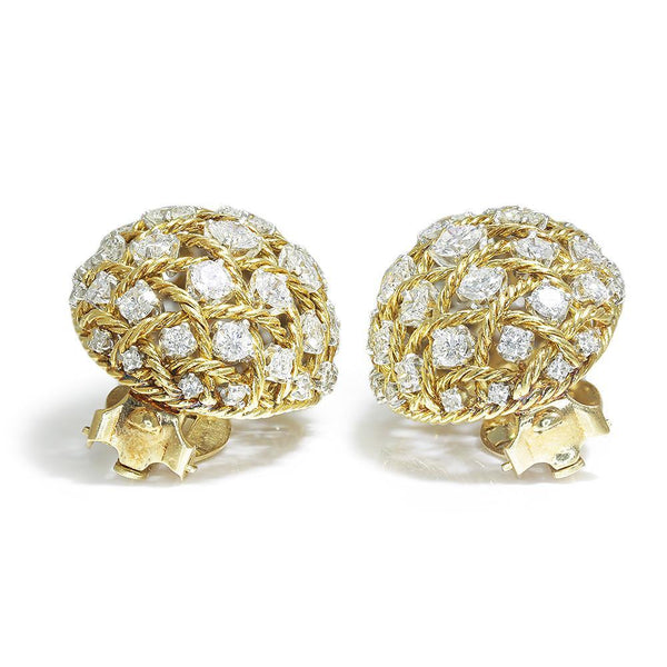 Vintage Diamond Rope Ear Clips 18K Platinum 14K 6.00ctw - Image 3