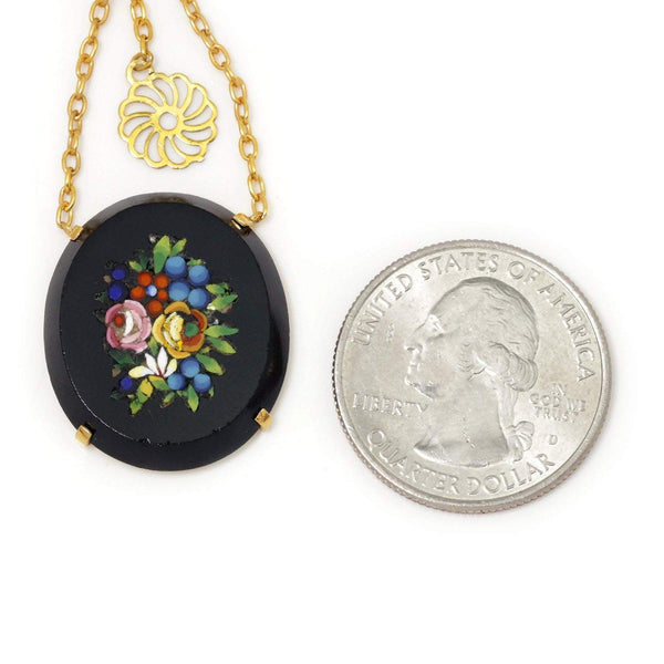 Vintage Micro Mosaic Drop Earrings in Black Onyx & 14K Yellow Gold - Image 2